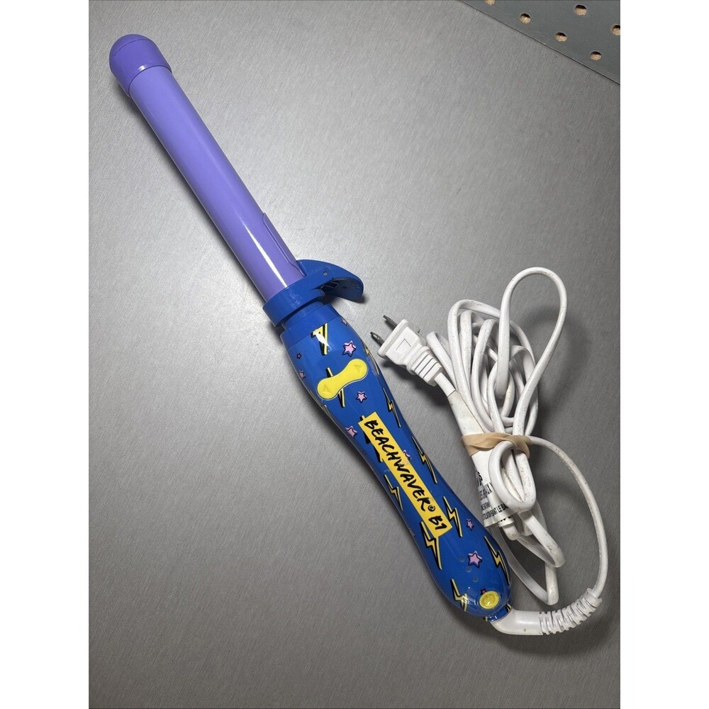 Beachwaver B1 Rotating Curling Iron Electric Sky Lightning Blue Purple BW165
